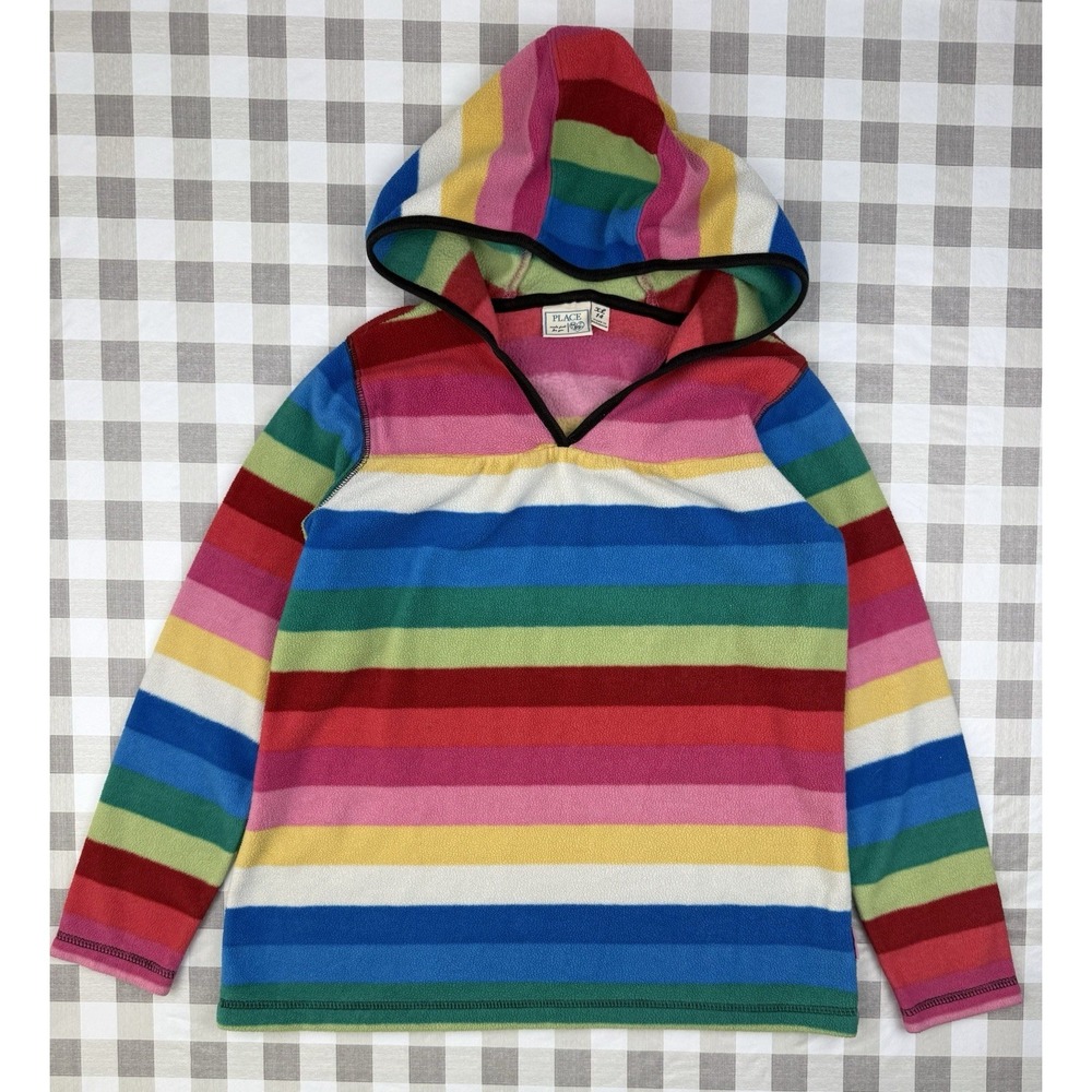 Rainbow Striped Fleece Hoodie Kids Colorful Pullover Place 14 The Children's Pla
